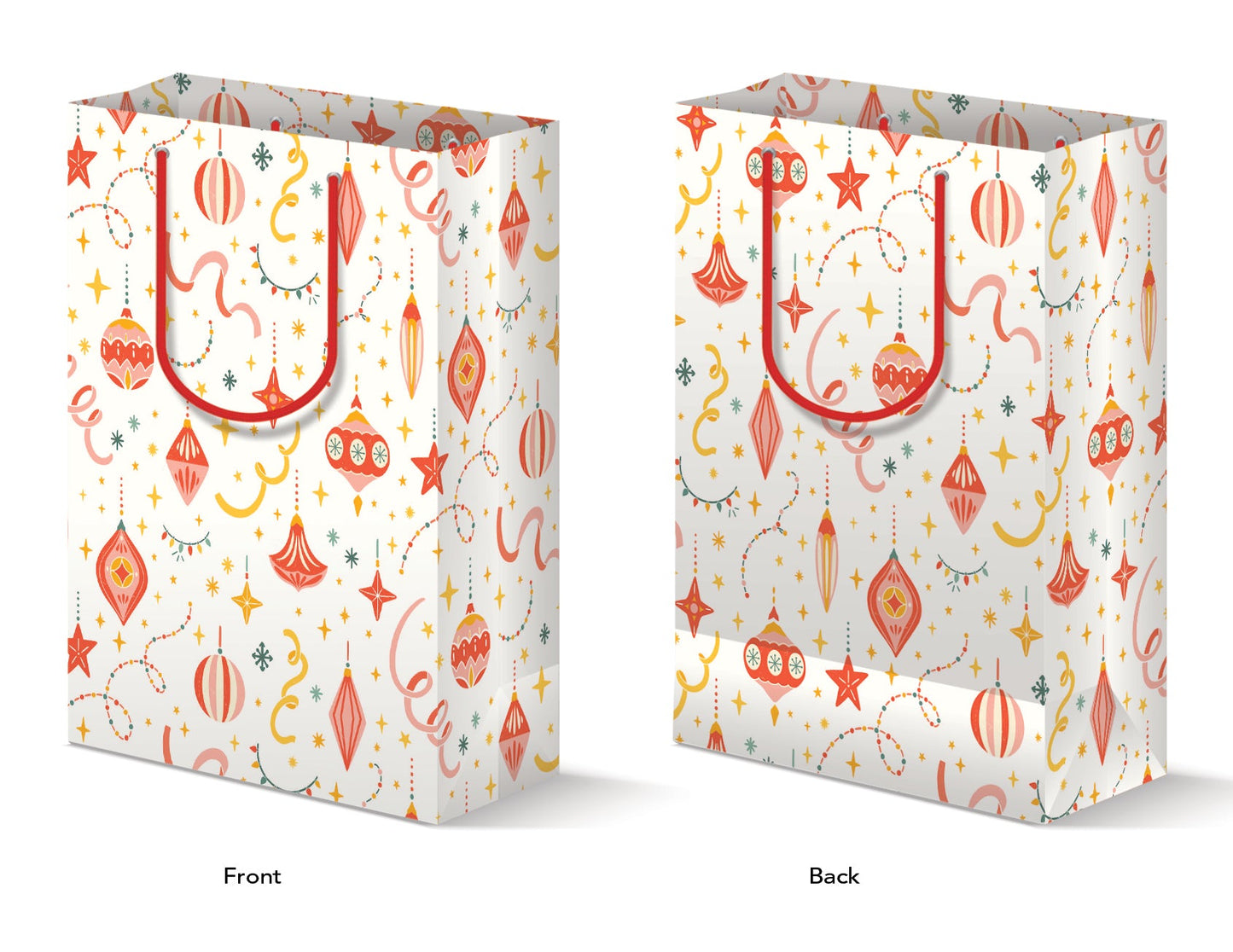 RETRO CHRISTMAS ORNAMENTS GIFT BAG