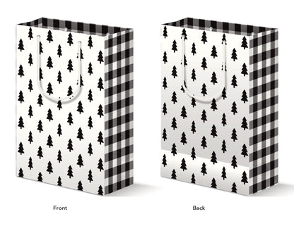 CHRISTMAS TREES GIFT BAG - B&W