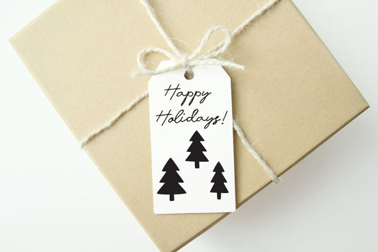 HAPPY HOLIDAYS Christmas Trees Gift Tags,Set of 10