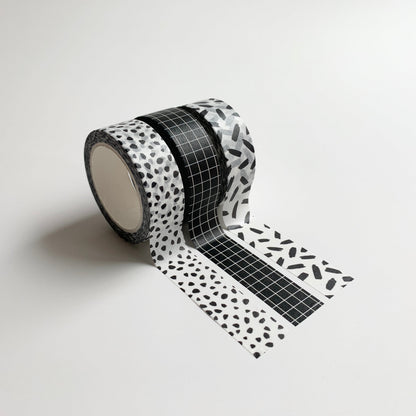 BLACK & WHITE WASHI TAPE SET