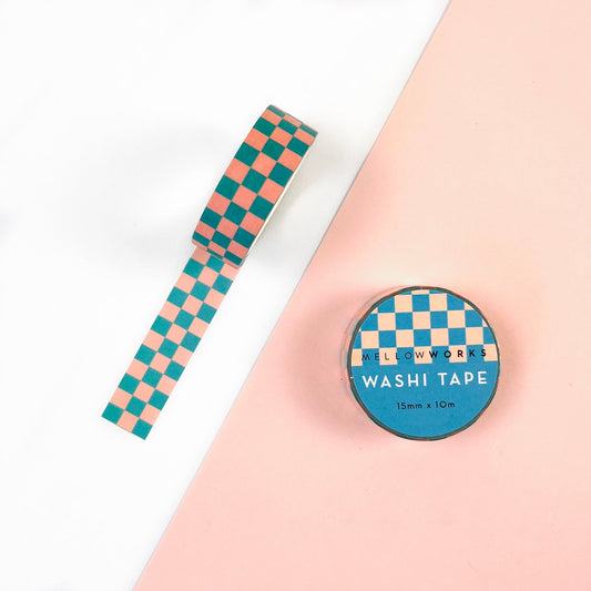GREEN CHECKERBOARD WASHI TAPE
