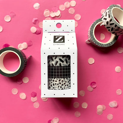 BLACK & WHITE WASHI TAPE SET