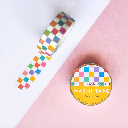 RAINBOW CHECKERBOARD WASHI TAPE
