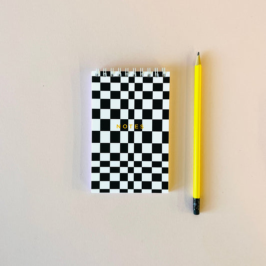 REPORTER NOTEBOOK - B&W CHECKERBOARD Blank Pages