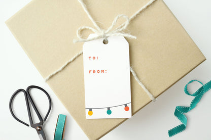 MERRY AND BRIGHT String Lights Gift Tags, Set of 10 tags
